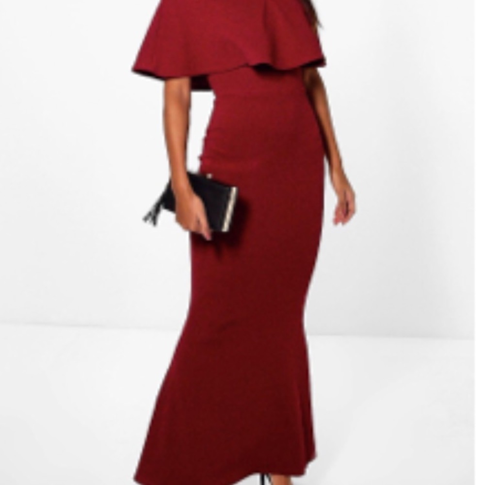 Boohoo off shoulder maxi dress